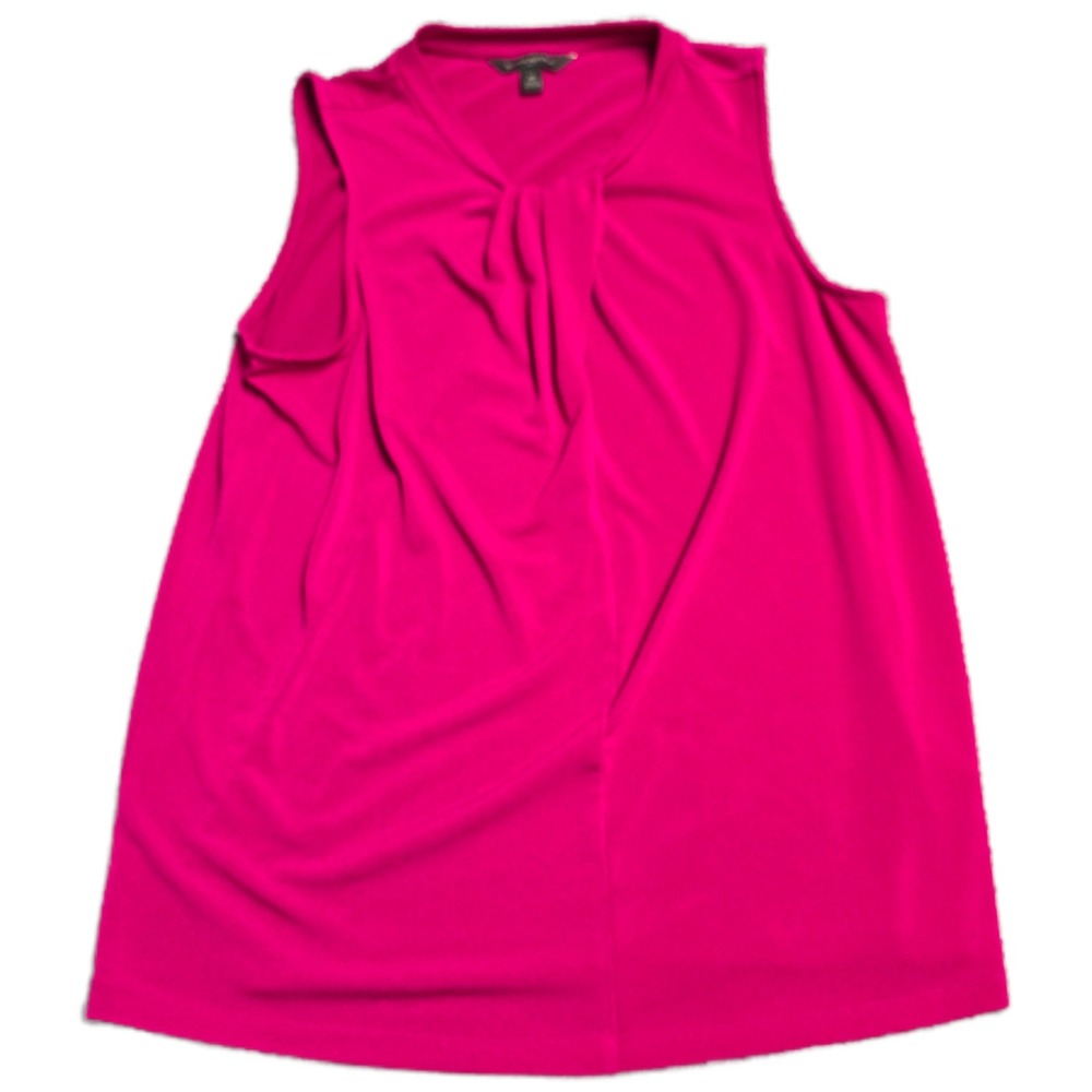Banana Republic Pleated Drape Neck Blouse Women's Size M Pink Magenta Sleeveless